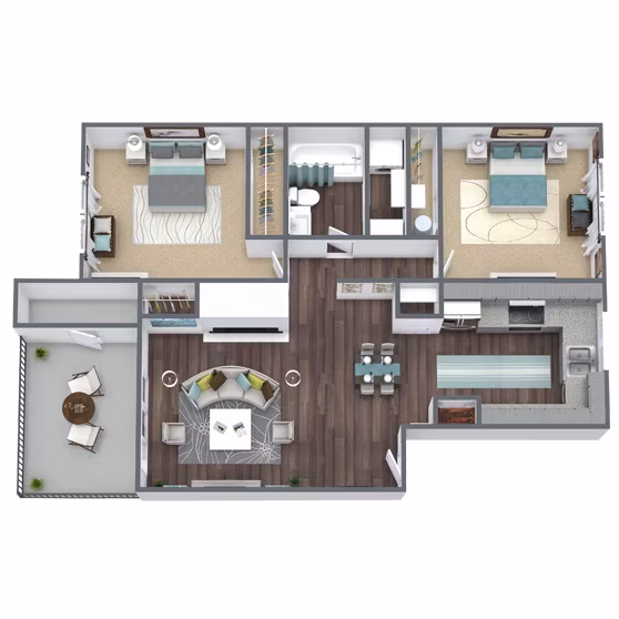 2 Bed - 1 Bath (Renovated) O106 floor plan